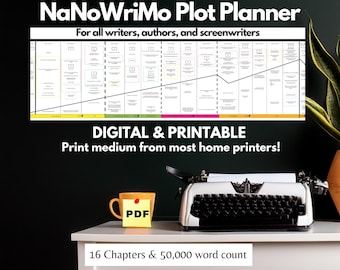 NaNoWriMo Preptober Plot Planner | Digital Printable Planner | Author Planner | How to Write a Book | Novel Planner | Novel Writing