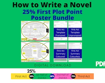 25% How to Write a Novel - First Plot Point Poster Bundle | Printable Planner | Plot Planner | Creative Writing | Writing a Book | Author