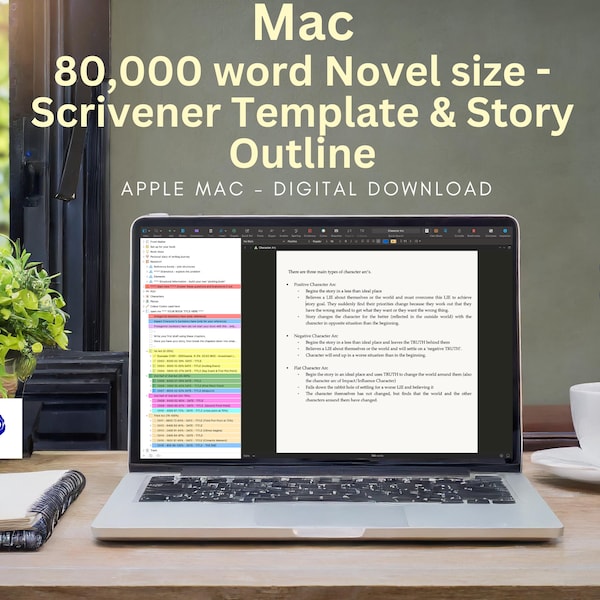 Mac- So schreiben Sie einen Roman Scrivener Template & Outline | Planer | Scrivener Vorlage | Autorenplaner | Nanowrimo | Schrift