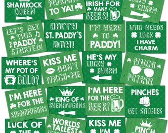 St. Patrick’s Day Photo Booth Props - 20 Designs, 8x10, Double Sided, Photo Booth Props, St Patricks Day Party Props, Saint Patrick’s Day