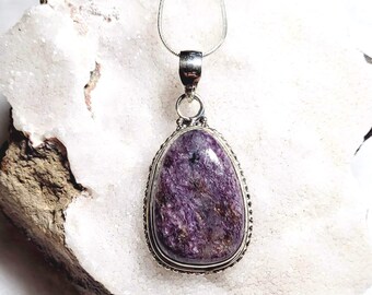 Handmade Sterling Silver Amethyst Pendant | Natural Oval Gemstone Necklace