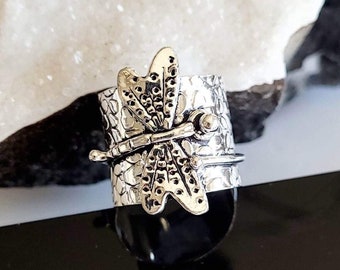 Dragonfly Sterling Silver Ring | Modern Unique Ring | Dragon Fly Ring | Ornate Ring | Statement Ring |Boho Ring | Handmade Silver Ring