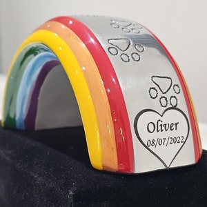 Rainbow Bridge Pet Urn – Personalised Memorial - Keepsake, 6 Inch (For Pets up to 3kg/7lbs)