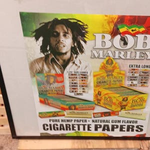 Bob Marley Rolling Papers Ad Slick Poster 2015 Neuf Rare sans cadre scellé