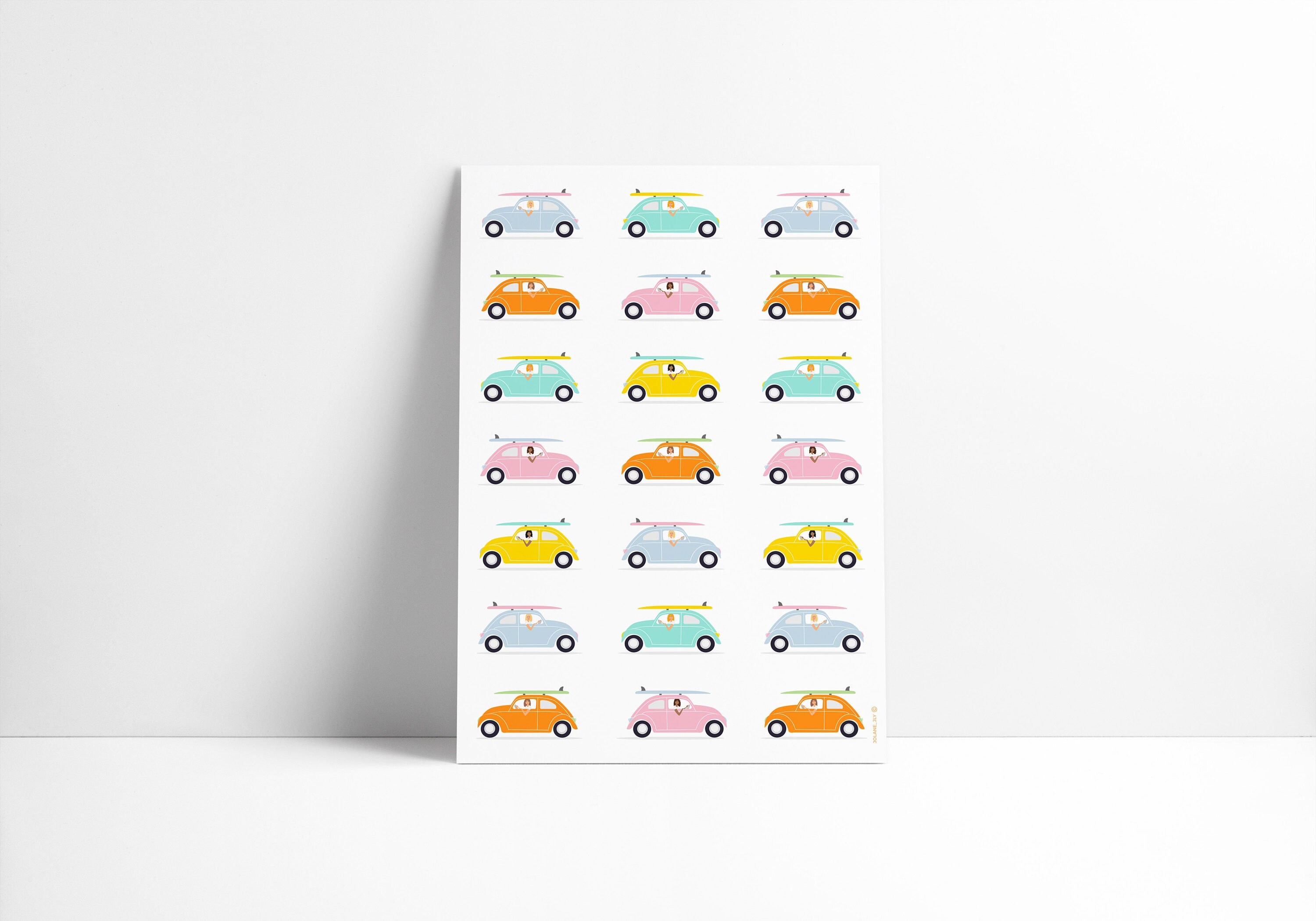 Affiche Poster Illustration - Coccinelles Volkswagen | Voiture