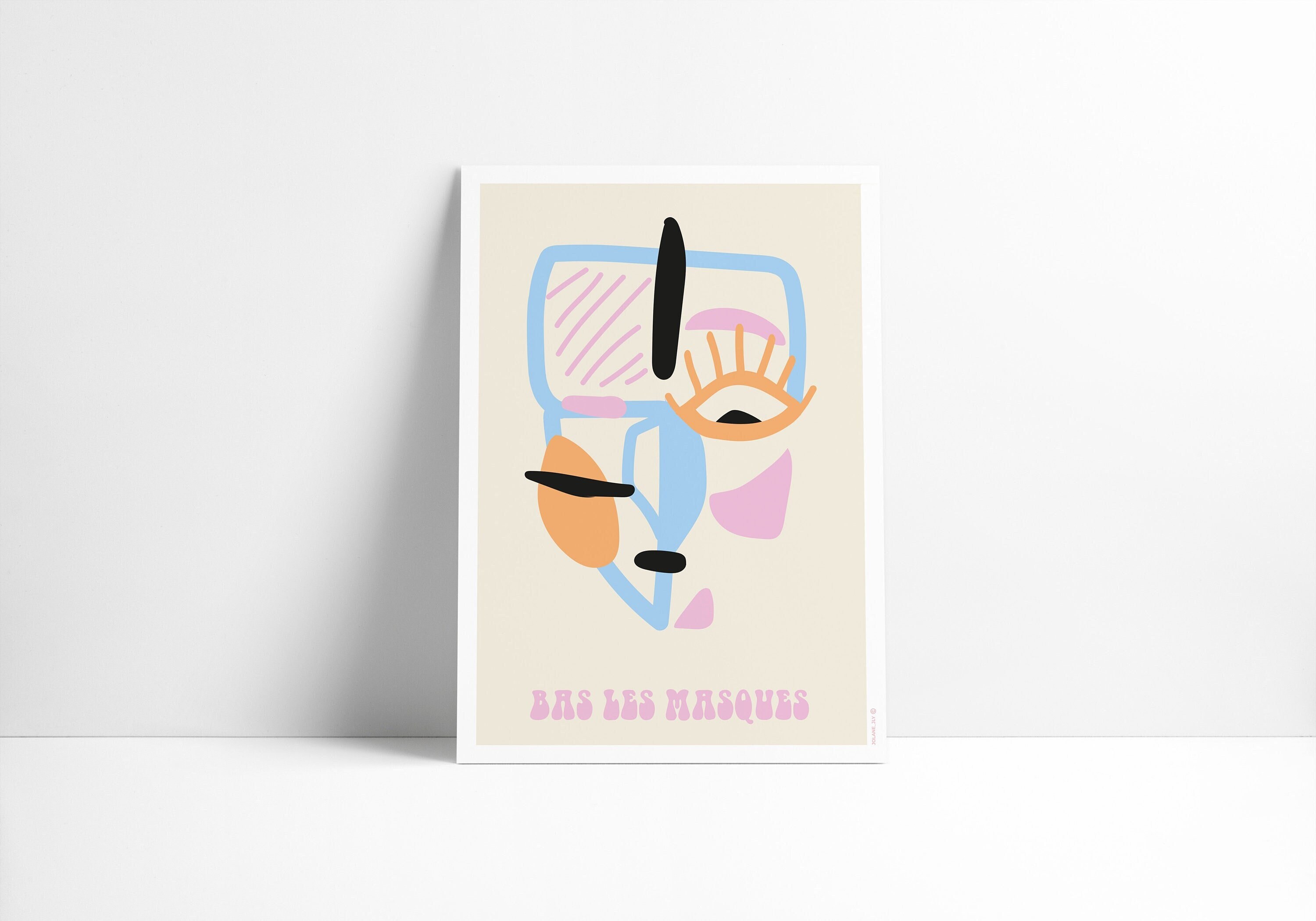 Affiche Poster Illustration - Bas Les Masques Abstrait