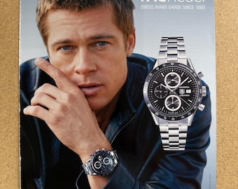 TAG Heuer Brad Pitt Vintage Advert 90's - Etsy
