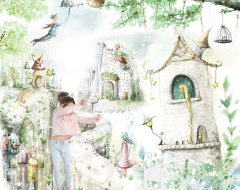 Fairy Tale Scene Wallpaper | Whimsical Children's Nursery Decor