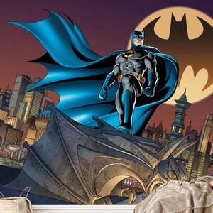 Batman Wall Mural | Batman Wallpaper | Superhero Wallpaper | Nursery Decor | Children Wallpaper Ref 020