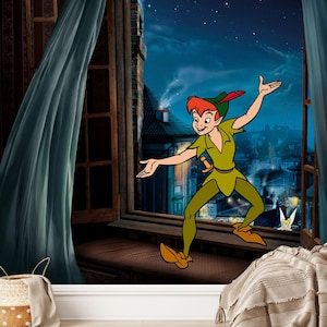 Benvenuti a Neverland Wall Mural / Peter Pan Wallpaper / Peter Pan Wall Mural / Nursery Decor / Children Wallpaper Ref 041
