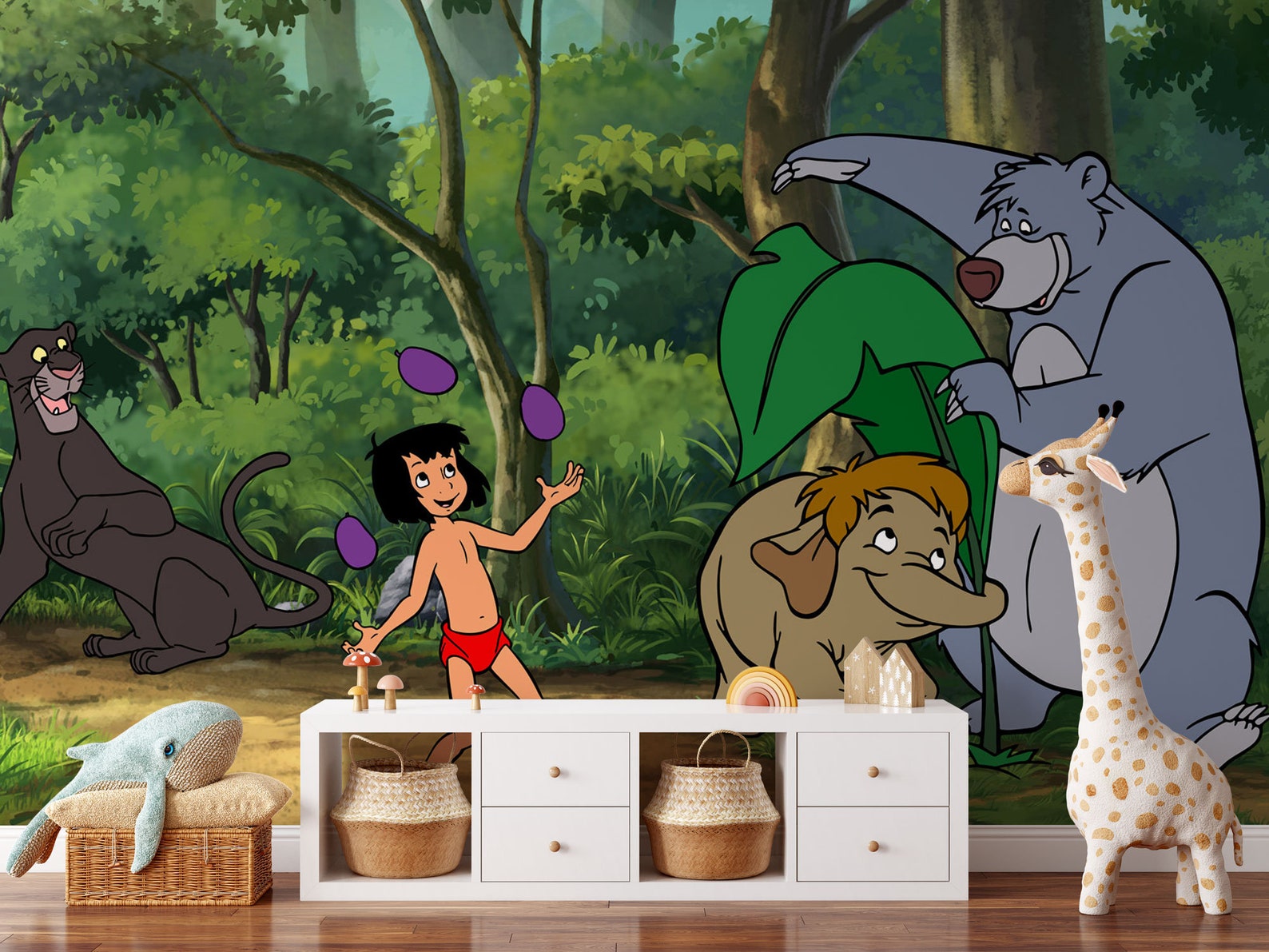 Jungle Book Wall Mural Mowgli and Baloo Wallpaper Nursery Decor