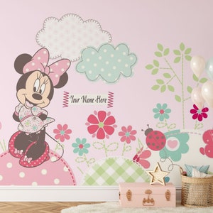 Minnie Mouse Wall Mural / Minnie Mouse Wallpaper / Nursery Decor / Children Wallpaper Ref 059