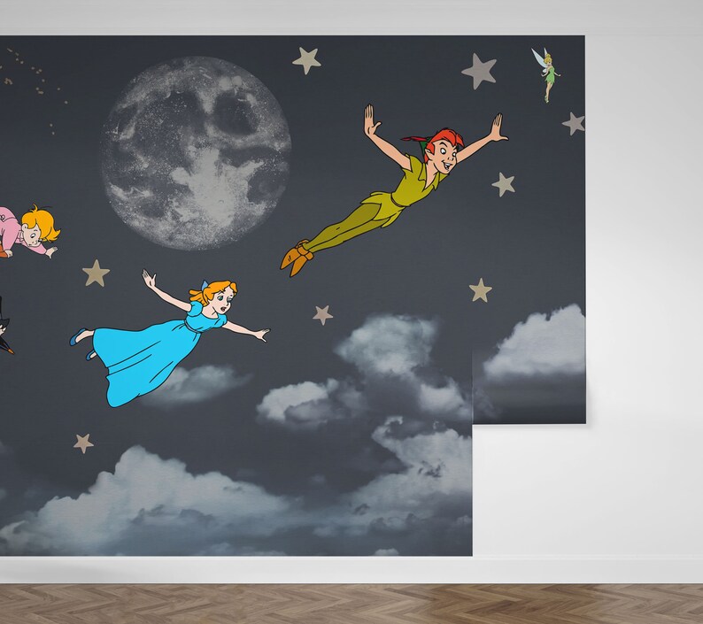 Peter Pan Wall Mural Neverland Wallpaper Nursery Decor - Etsy