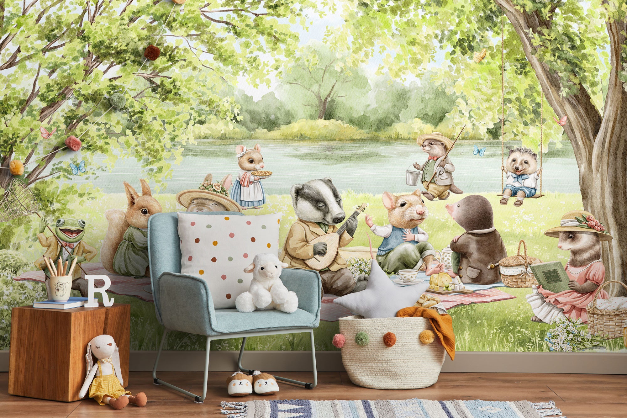 By the River Wall Mural | the Wind in the Willows Wallpaper ...