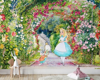 I painted the wallpaper in my Alice in Wonderland kitchen making a