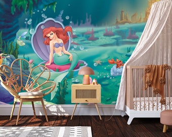 The Little Mermaid Wall Mural | Ariel Wallpaper | Nursery Decor | Children Wallpaper Ref 016