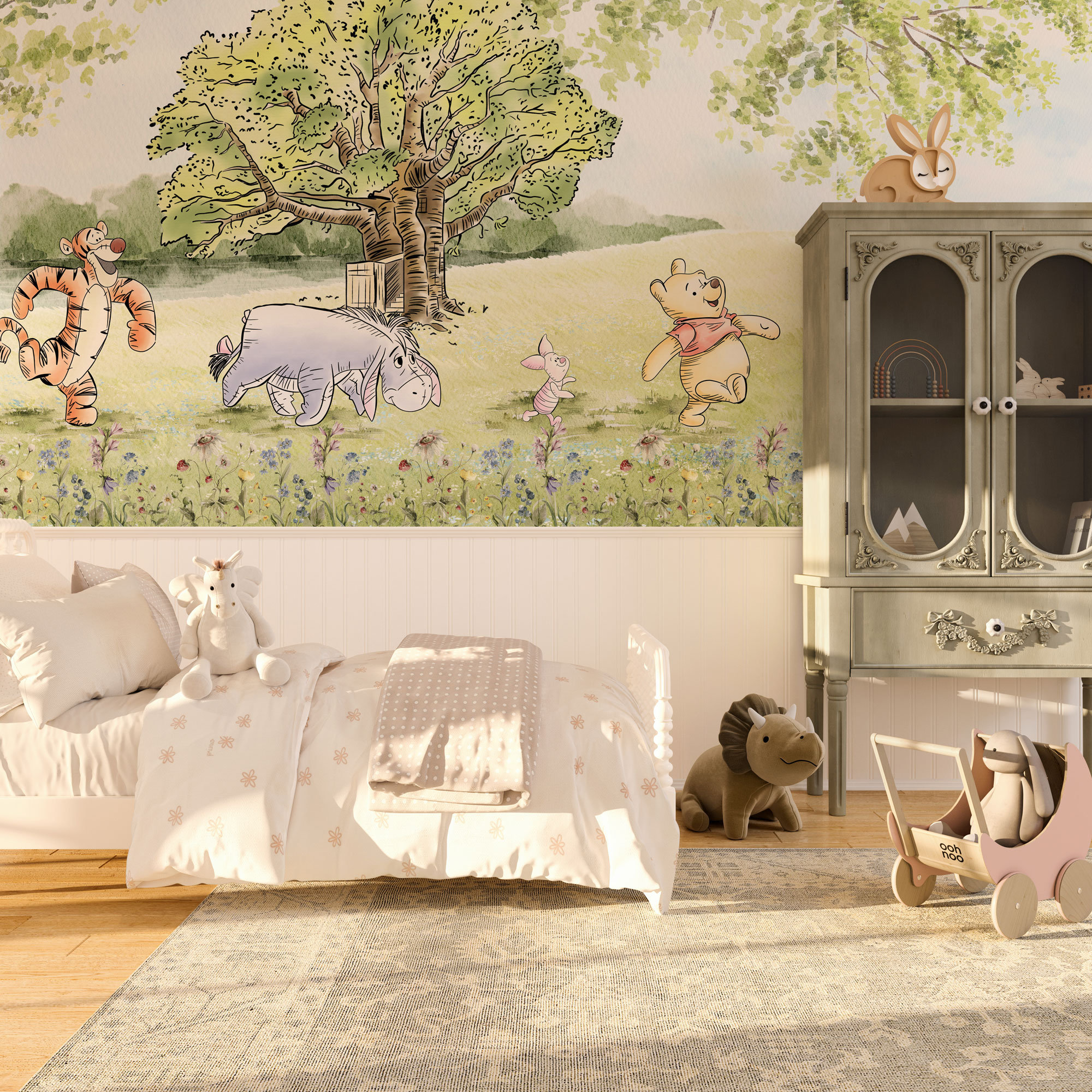 Winnie the Pooh Friends Wall Mural | Nursery Decor (custom Wallpaper ...