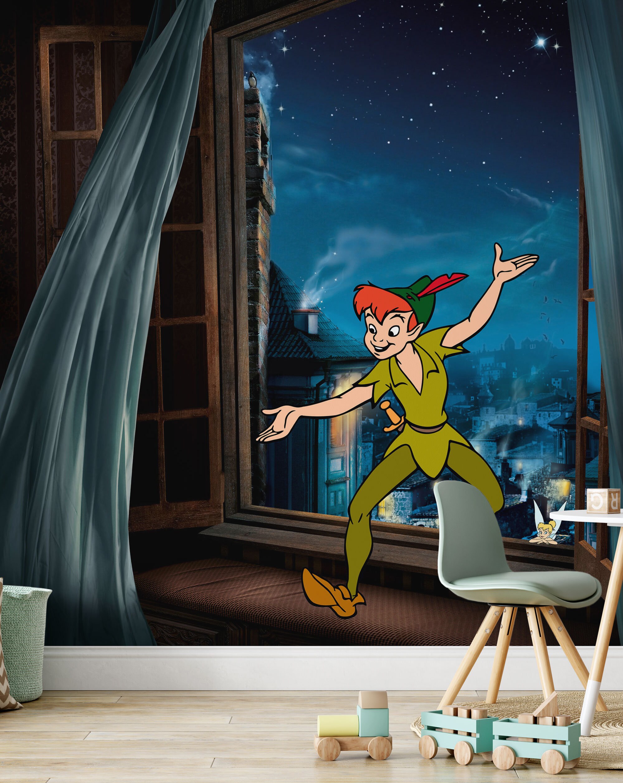 to Neverland Wall Mural Peter Pan Wallpaper Peter Etsy