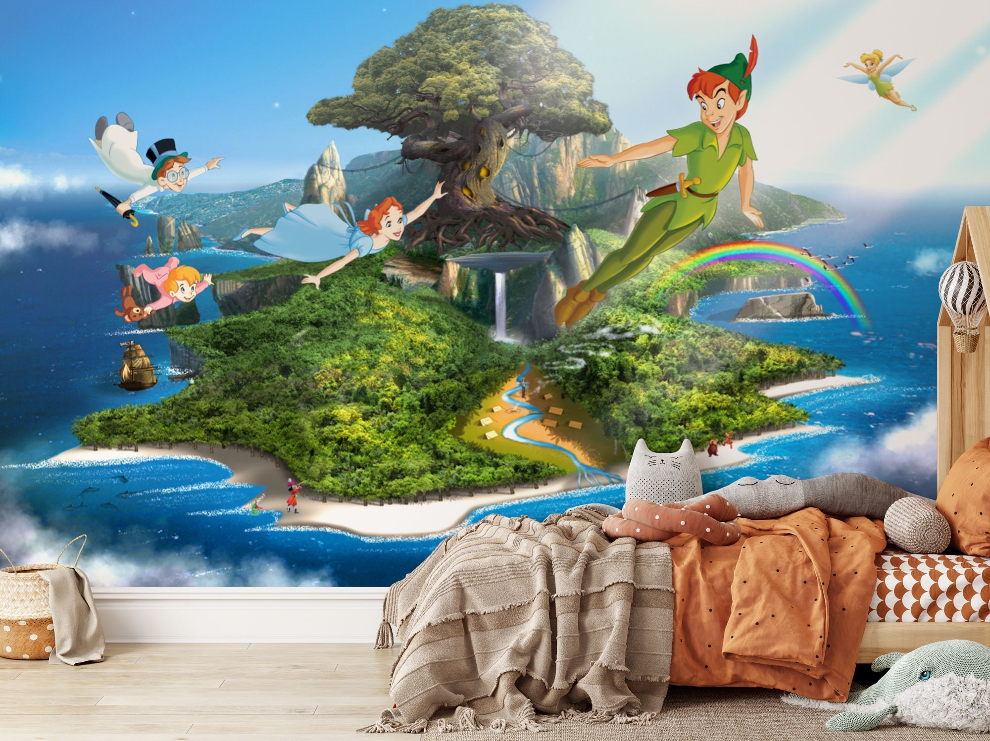 Peter Pan Wall Mural Neverland Wallpaper Nursery Decor Children