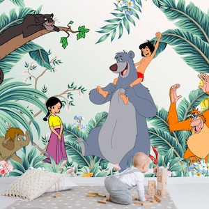 Dschungelbuch Wandbild | Mowgli Tapete | Kinderzimmer Dekor | KinderTapete Ref 035