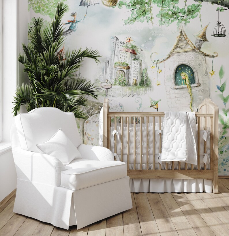 Fairy Tale Scene Wallpaper | Whimsical Children's Nursery Decor - Etsy