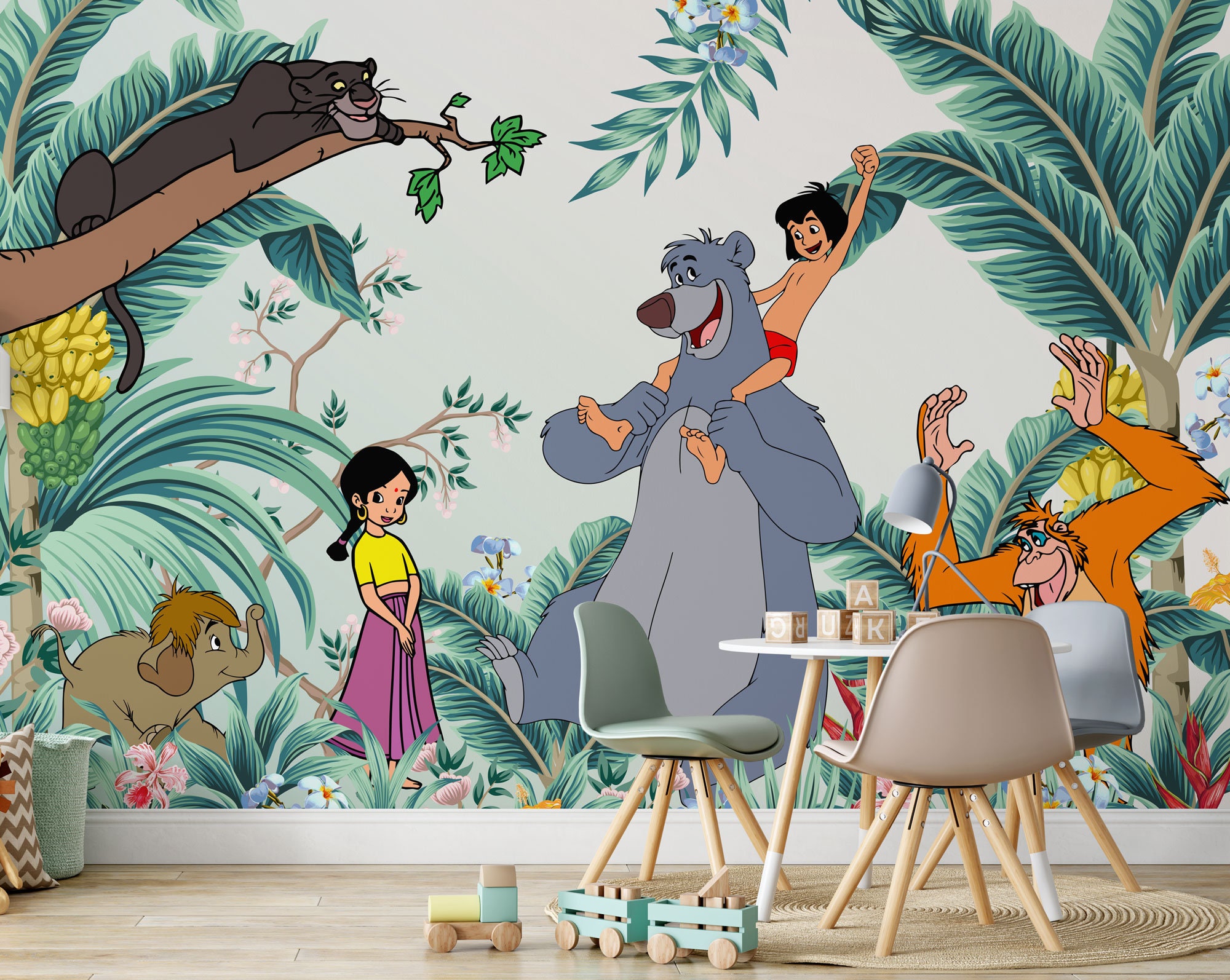 Jungle Book Wall Mural Mowgli Wallpaper Nursery Decor Children