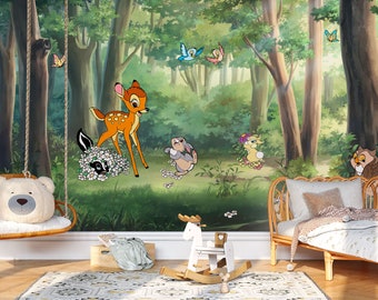 Bambi Wall Mural | A Life in the Woods Wallpaper | Nursery Decor | Children Wallpaper Ref 044