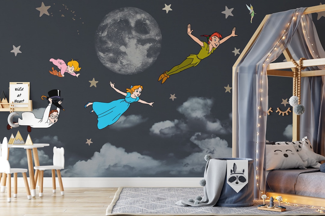Peter Pan Wall Mural Neverland Wallpaper Nursery Decor Children