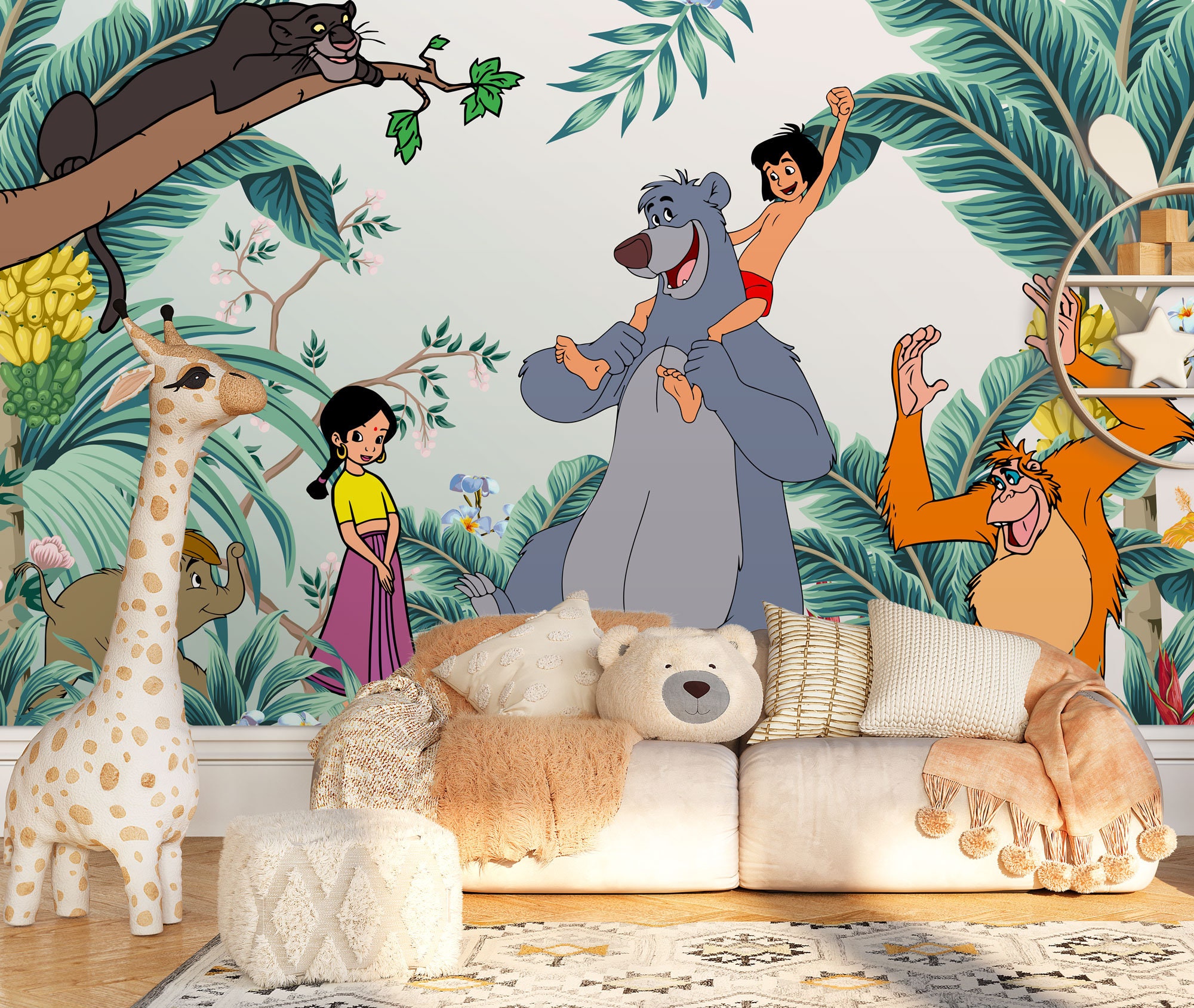 Jungle Book Wall Mural Mowgli Wallpaper Nursery Decor Children