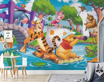 Winnie the Pooh and Friends Pirates Wall Mural | Winnie the Pooh Wallpaper | Nursery Decor | Children Wallpaper Ref 011