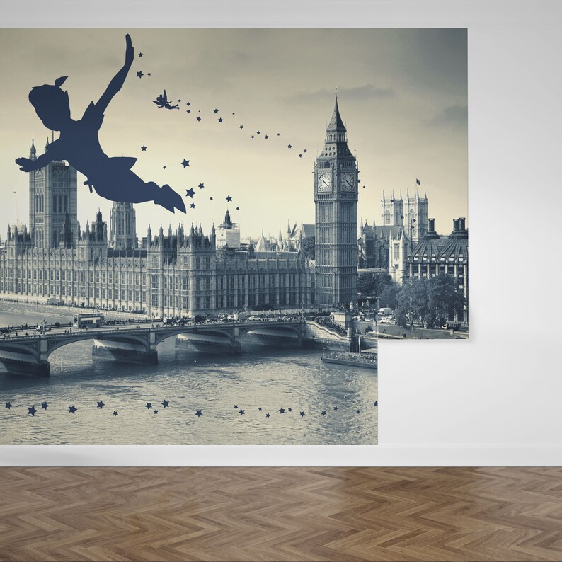 Peter Pan Wall Mural Peter Pan Wallpaper Nursery Decor Children