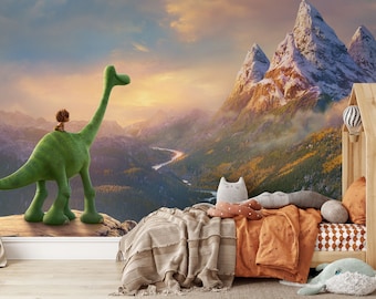 The Good Dinosaur Wall Mural | The Good Dinosaur Wallpaper | Dinosaur Wall Decor | Nursery Decor | Children Wallpaper Ref 057