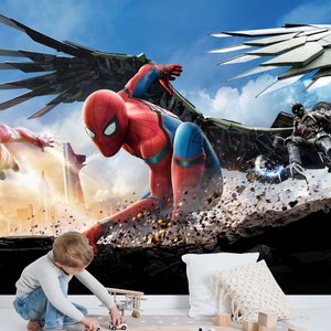Spiderman Wall Mural / Spider-man Wallpaper / Nursery Decor / Children Wallpaper Ref 033
