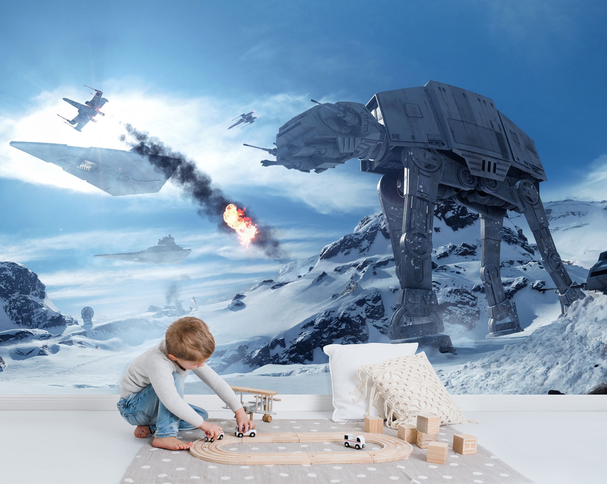 Papier Peint Mural Star Wars - Fresque Droïdes Pour Chambre D'Enfant - Komar 184x254cm