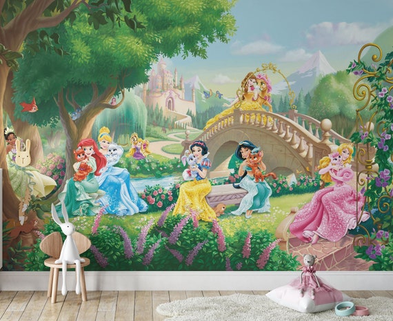 Disney Wall mural wallpaper for girl's bedroom poster style Princess Palace Pets 