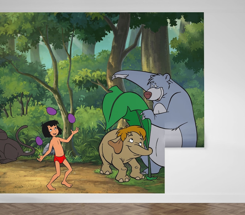 Jungle Book Wall Mural Mowgli and Baloo Wallpaper Nursery Decor