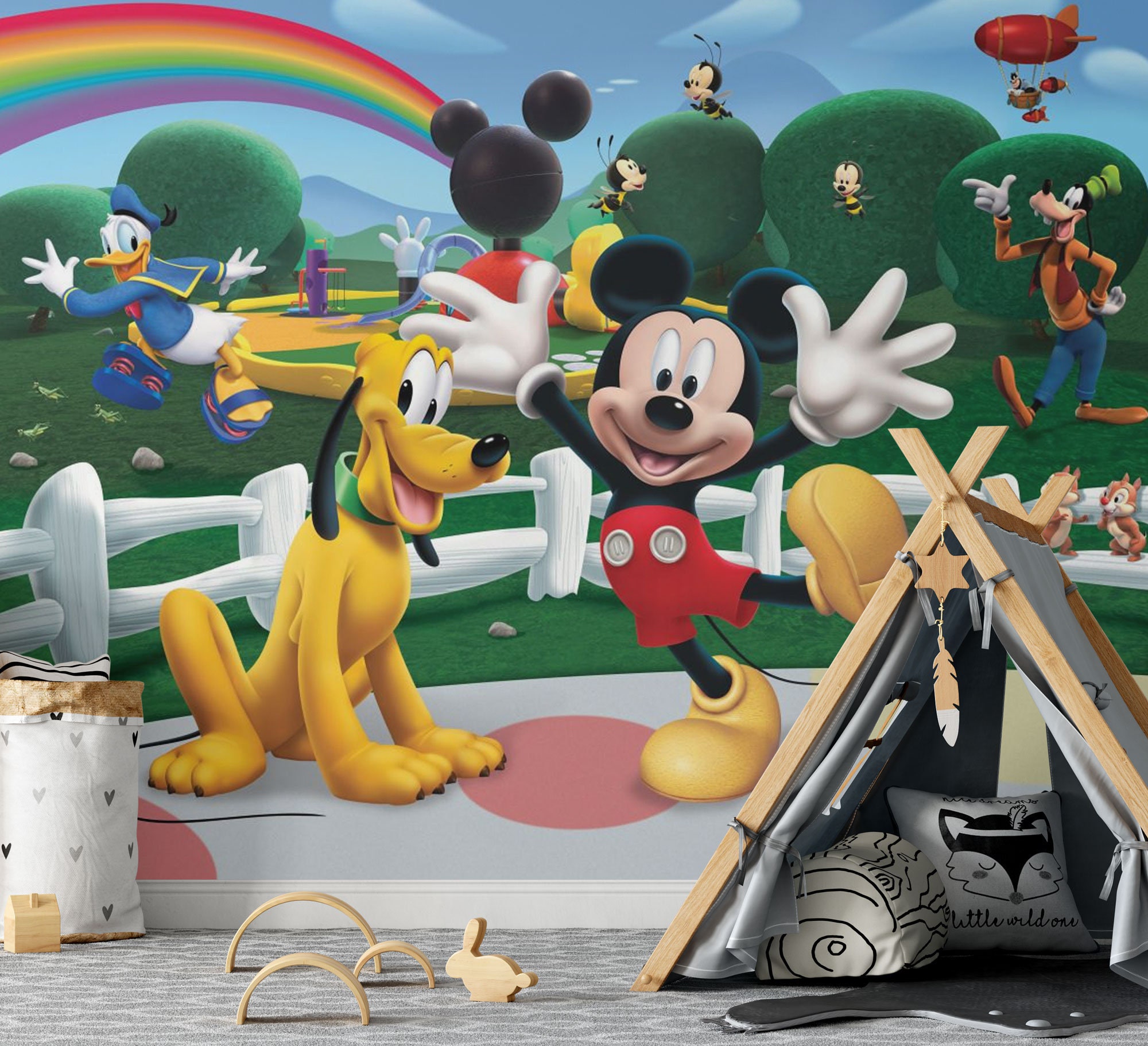 Nursery Baby kids Wallpaper Disney Wall Mural 118x98inch Mickey