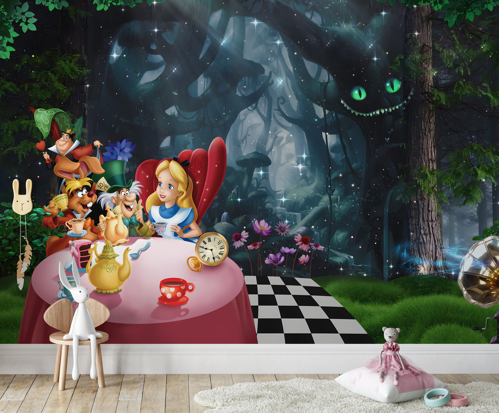 Alice in Wonderland Wall Mural | Tea Party Wallpaper | Alice in the