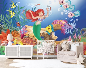 The Little Mermaid Wall Mural | Ariel Wallpaper | Nursery Decor | Children Wallpaper Ref 017