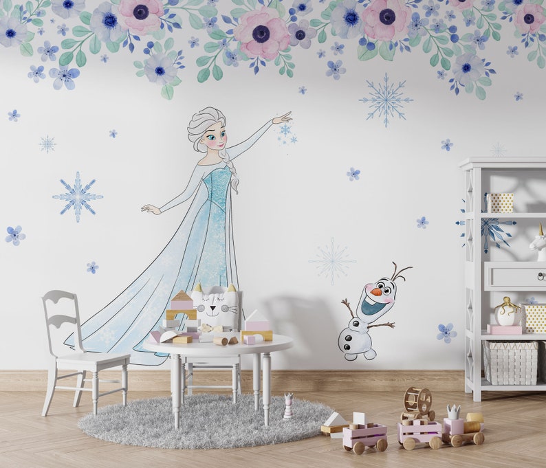 Princess Elsa Wall Mural Frozen Wall Mural elsa Wallpaper Etsy