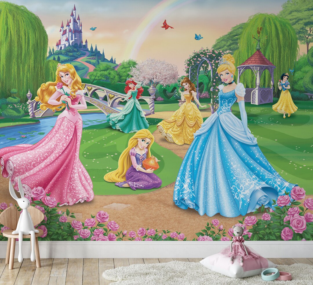 Princess Wall Mural Princess Wallpaper Nursery Decor Children Wallpaper