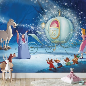 Cenerentola Murale / Princess Wallpaper / Nursery Decor / Carta da parati per bambini Ref 063
