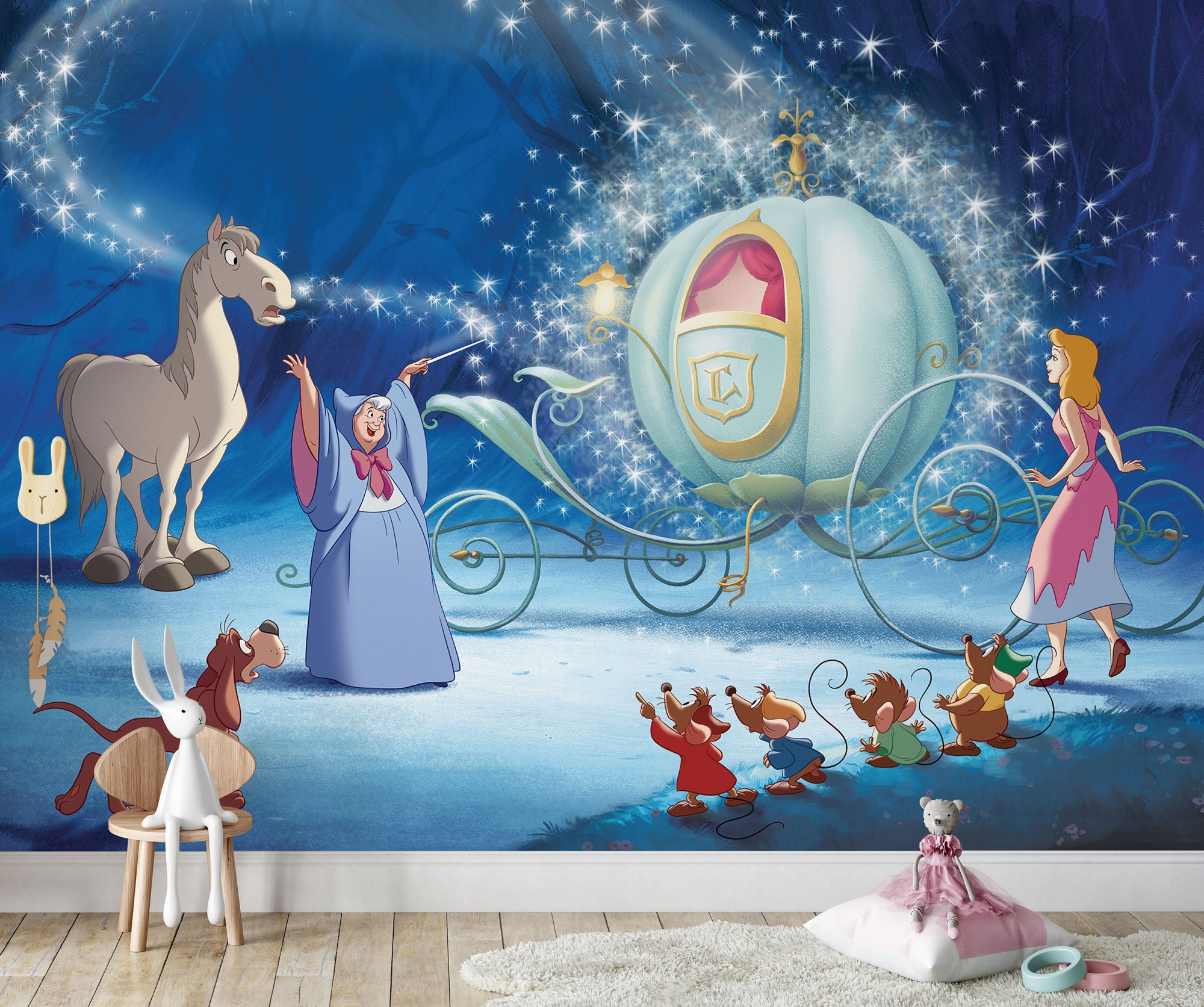 Cinderella Wall Mural Princess Wallpaper Nursery Decor - Etsy Cinderella Wall Mural Princess Wallpaper Nursery Decor - Etsy