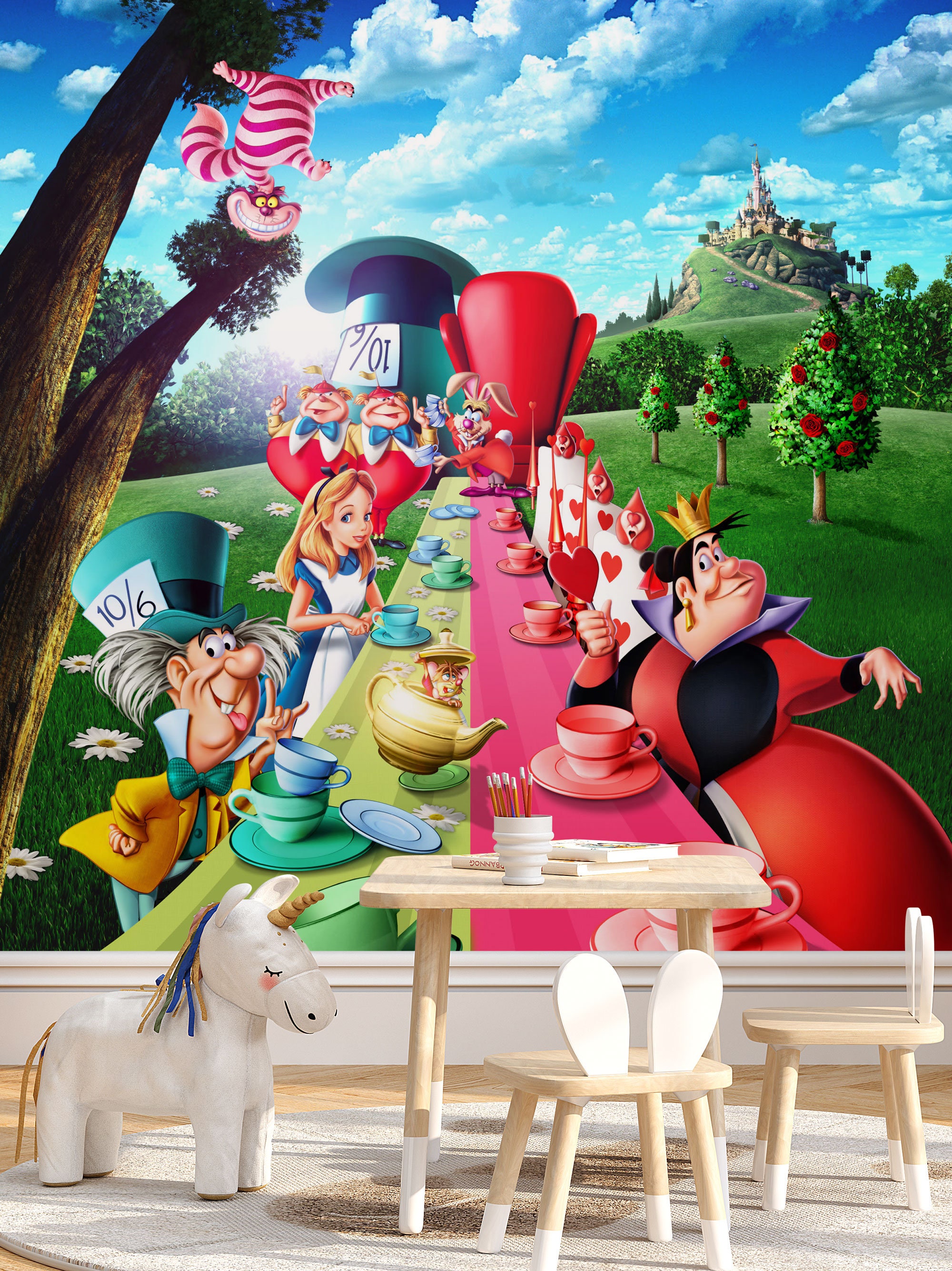 Tea Party Wall Mural Alice in Wonderland Wallpaper Alice Wallpaper