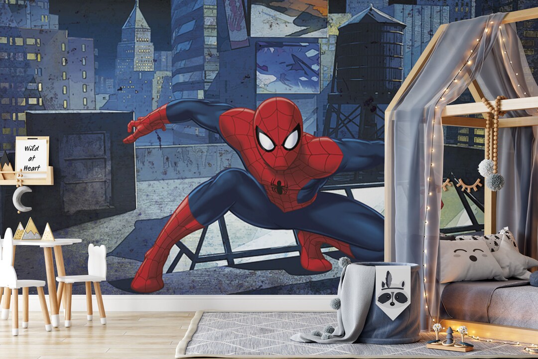 Spiderman Wall Mural Spiderman Wallpaper Nursery Decor Children