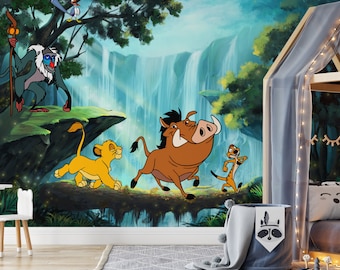 Simba Wall Mural | Lion King Wallpaper | Nursery Decor | Children Wallpaper Ref 042