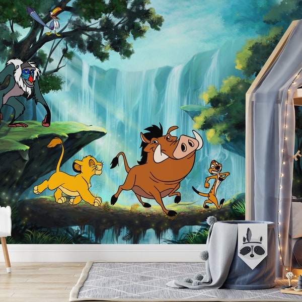 Simba Wall Mural | Lion King Wallpaper | Nursery Decor | Children Wallpaper Ref 042