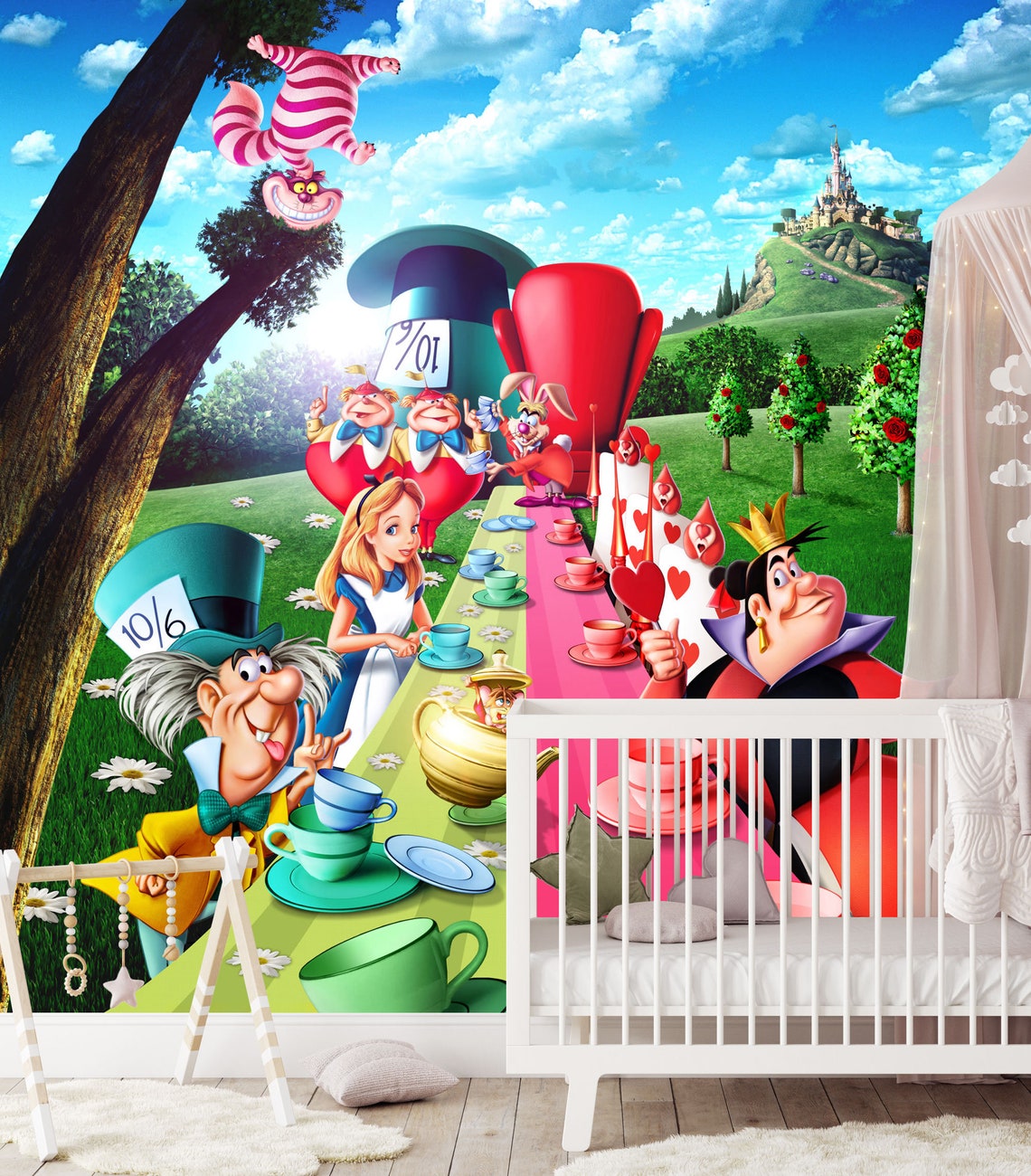 Tea Party Wall Mural Alice in Wonderland Wallpaper Alice Etsy