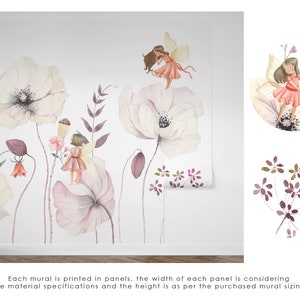 fairies-garden-wall-mural-watercolor-flowers-and-fairy-wallpaper