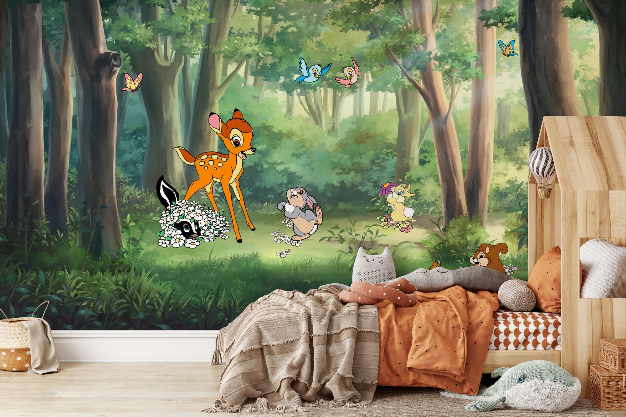 バンビの壁画 | 森の中の暮らしの壁紙 | 保育園の装飾 | 子供用壁紙